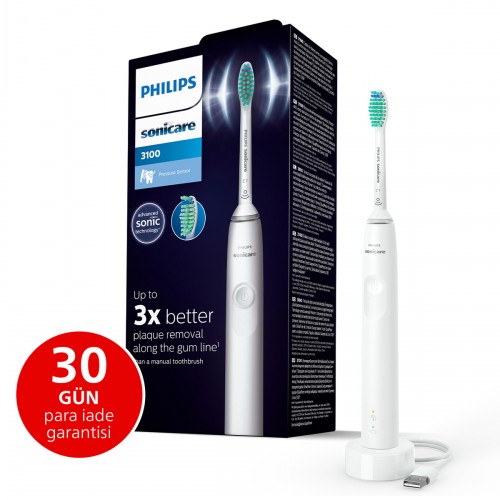 Sonicare 3100 Şarjlı Diş Fırçası, 3 Kat Temizlik, 14 Gün Şarj, Basınç Sensörü, HX3671/13