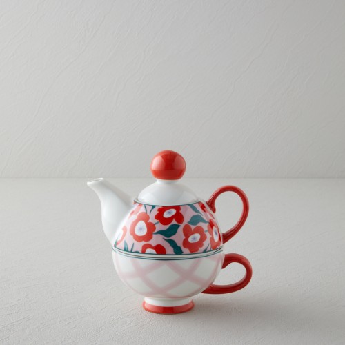 Bright Parade New Bone China Demlik Seti 400 – 290 ml Kırmızı