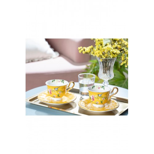 Vanilla New Bone China 2'Li Kahve Fincan Takımı 90 Ml Sarı