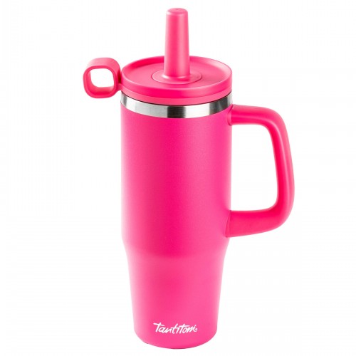 020-01-Pembe Pipetli Paslanmaz Çelik Termos Bardak 1L