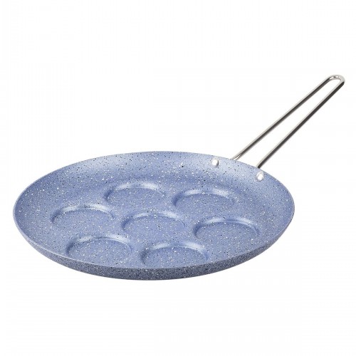 Gri Mavi Renk Granit Pankek Tavası 28Cm -7 Bölmeli (Çelik Kulp)