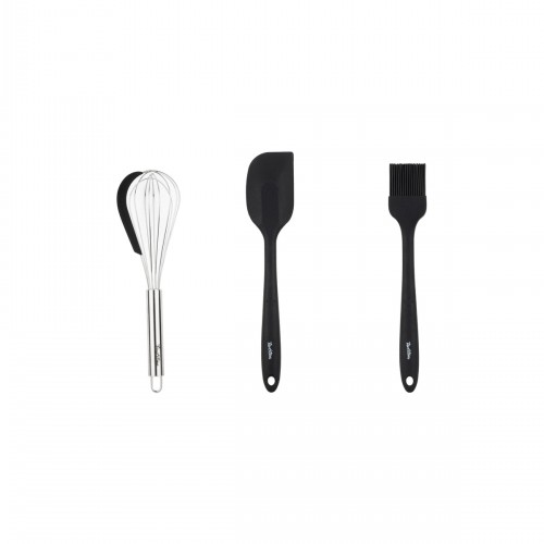Füme Renkli 3Lü Silikon Spatula,Fırça Ve Çırpıcı Seti