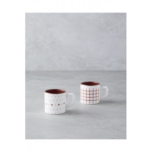 Remixy Seramik 2'Li Kahve Fincan Takımı 110 Ml Bordo Bordo
